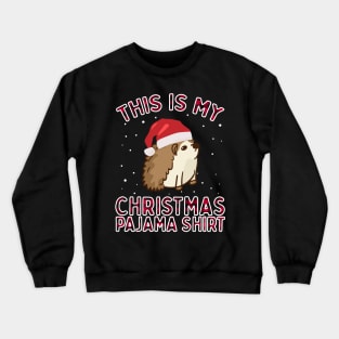 Funny Cute Christmas Hedgehog Gift - Pajamas Santa Hat Xmas Crewneck Sweatshirt